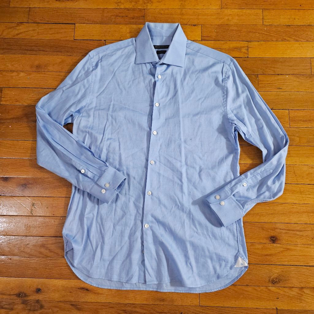 John Varvatos USA Long Sleeve Button Up Shirt Slim Fit Blue 15 5